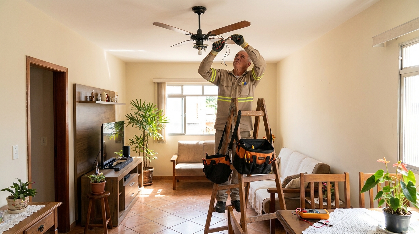 Montagem de ventilador de teto em Osasco‑SP
